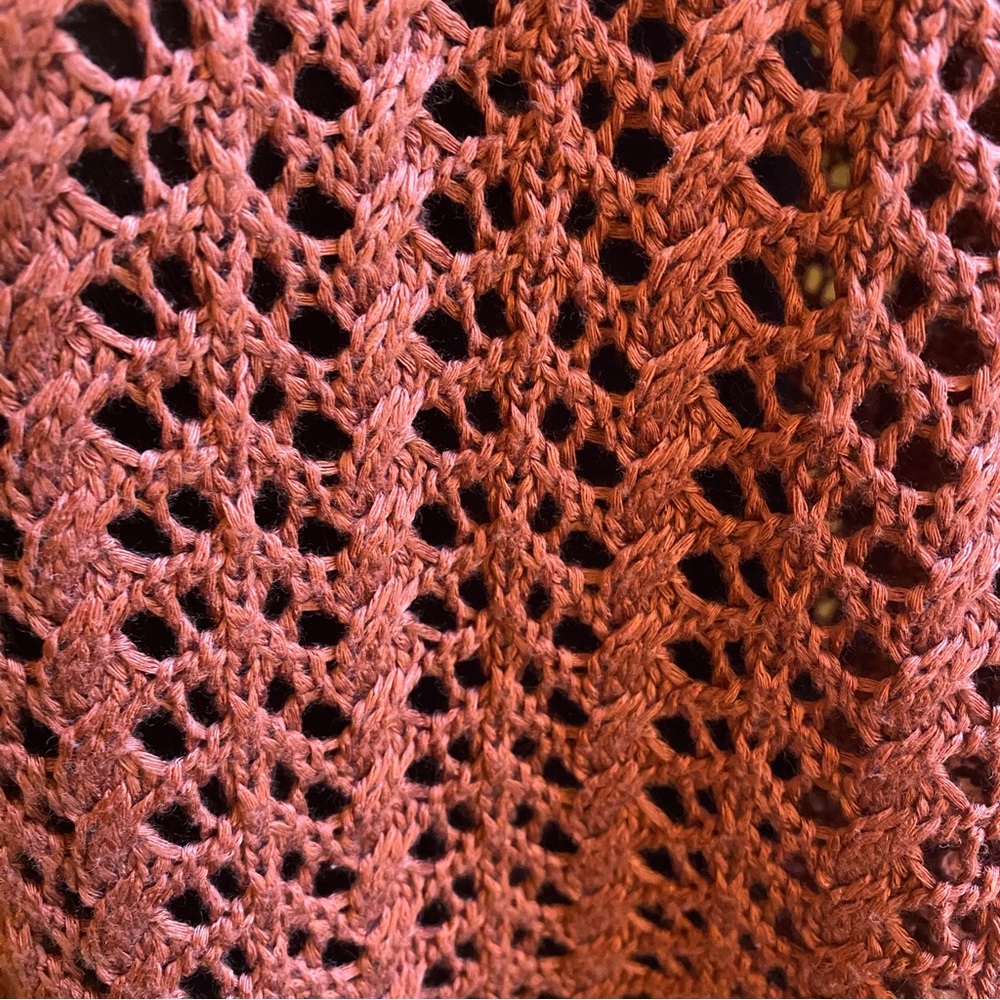 NWOT Marled open weave oversized short sleeve sweater in terra cotta. Size Med - Picture 2 of 5